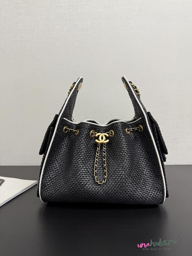 Chanel 25 Handbag Raffia black 30x26x14cm - 1
