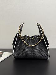 Chanel 25 Handbag Raffia black 30x26x14cm - 3