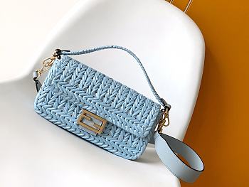 Fendi Baguette Raffia Blue 27x6.5x15cm - Unahubs