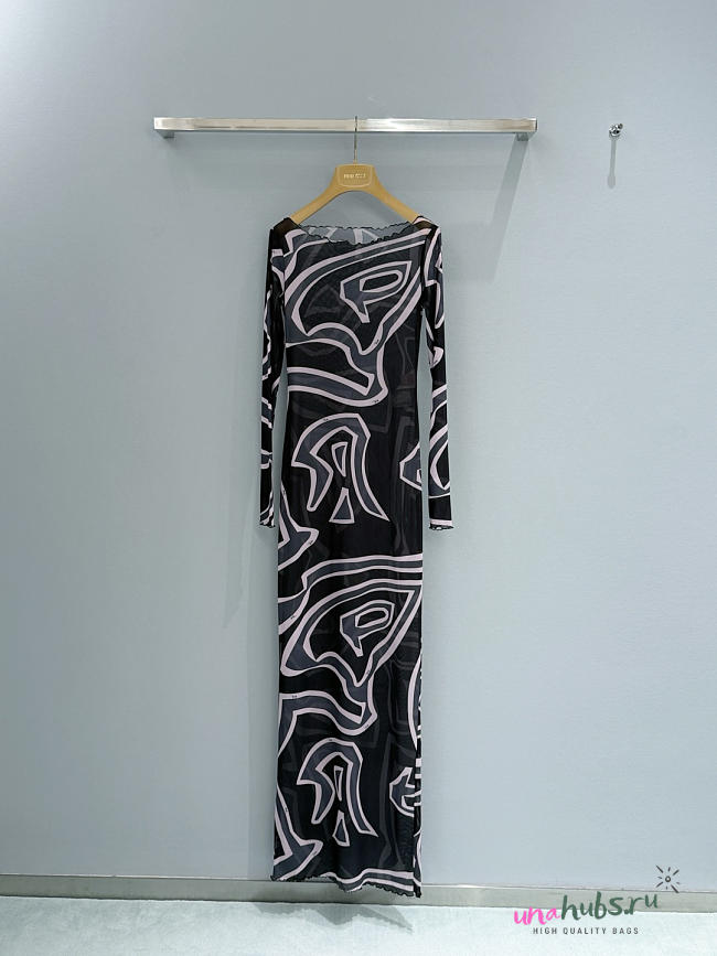 PUCCI Labirinto-print long-sleeve Maxi Dress - 1