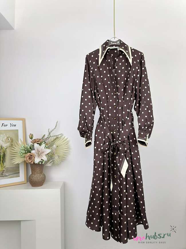 Zimmermann Dot Tuck Midi Dress Chocolate - 1