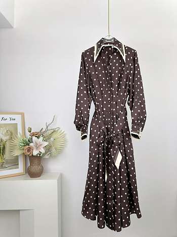 Zimmermann Dot Tuck Midi Dress Chocolate