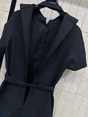 Dior Mid-Length Belted Dress Black Wool and Silk - 4