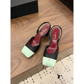 Chanel Slingback Pump Black Mint Cap Toe 55/95mm