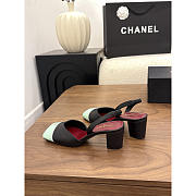 Chanel Slingback Pump Black Mint Cap Toe 55/95mm - 3