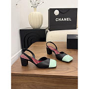 Chanel Slingback Pump Black Mint Cap Toe 55/95mm - 2