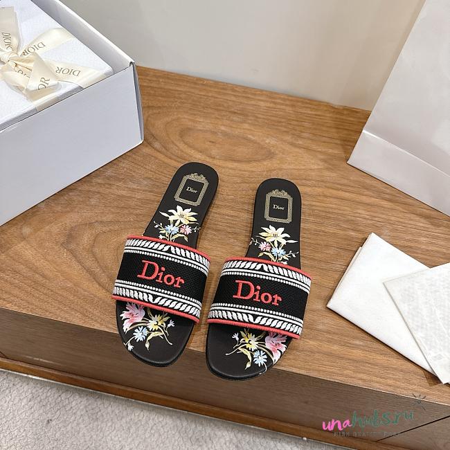 Dior Dway Slide Black Embroidered - 1