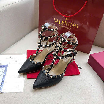 Valentino Rockstud Grainy Leather Ankle Strap Pump 100 Mm