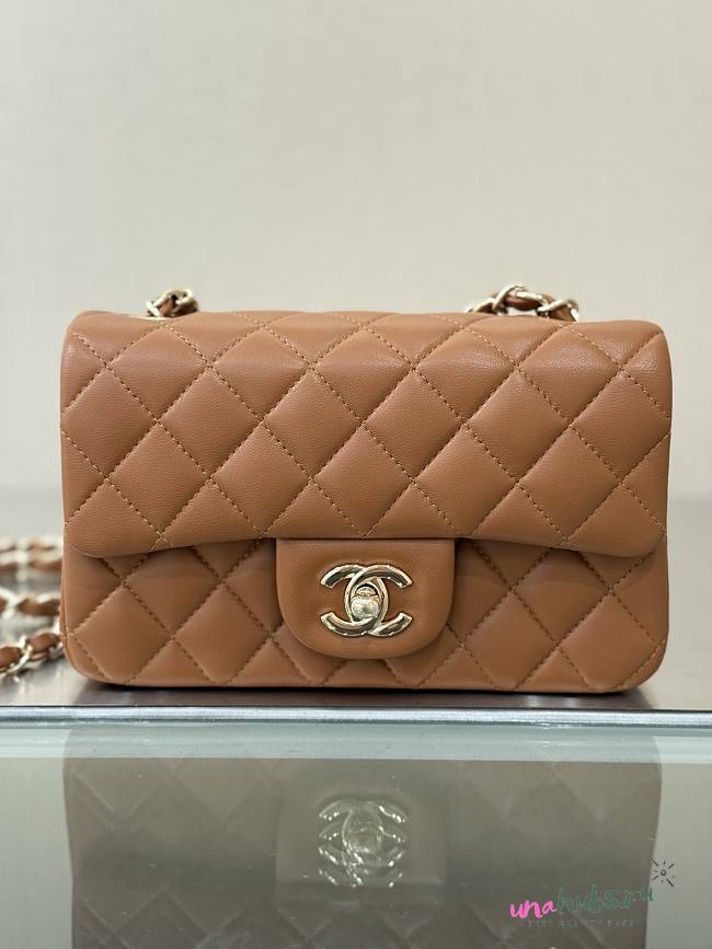 Chanel Mini Flap Bag Caramel Lambskin Gold 20cm - 1