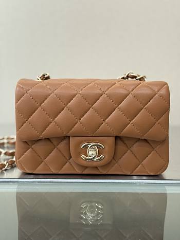 Chanel Mini Flap Bag Caramel Lambskin Gold 20cm