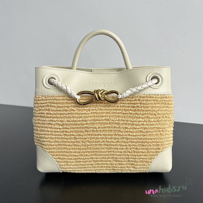Bottega Veneta Small Andiamo Raffia White 25x20x10cm - 1