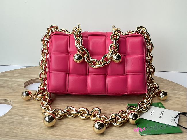 Bottega Veneta Padded Cassette Pink Leather Shoulder Bag 27x10x18 - 1