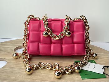 Bottega Veneta Padded Cassette Pink Leather Shoulder Bag 27x10x18