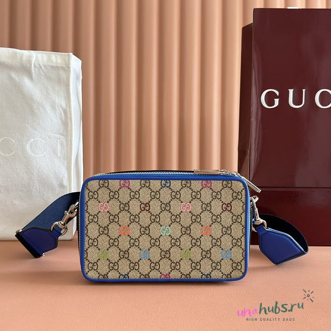Gucci canvas leather-trimmed shoulder bag 22.5x14x7.5cm - 1