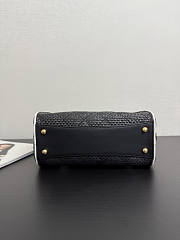Chanel Mini 25 Handbag Raffia Black 22x20x12.5cm - 5