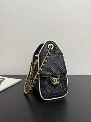 Chanel Mini 25 Handbag Raffia Black 22x20x12.5cm - 4