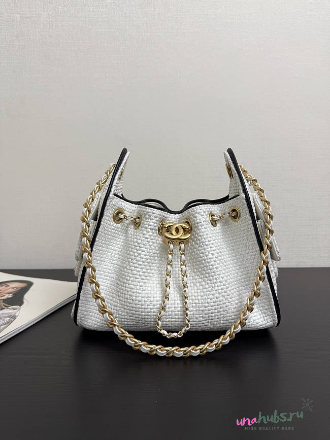 Chanel Mini 25 Handbag Raffia white 22x20x12.5cm - 1
