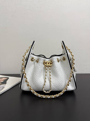 Chanel Mini 25 Handbag Raffia white 22x20x12.5cm