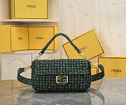 Fendi Baguette Jacquard fabric interlace bag 26x4x13cm  - 1