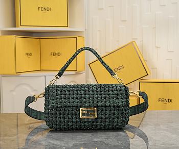 Fendi Baguette Jacquard fabric interlace bag 26x4x13cm 