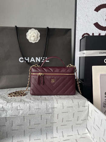 Chanel Vanity Chain Calfskin Gold Dark Burgundy 19.5x17x5cm