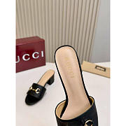 Gucci Black Leather Horsebit Block Heel Mules  - 4