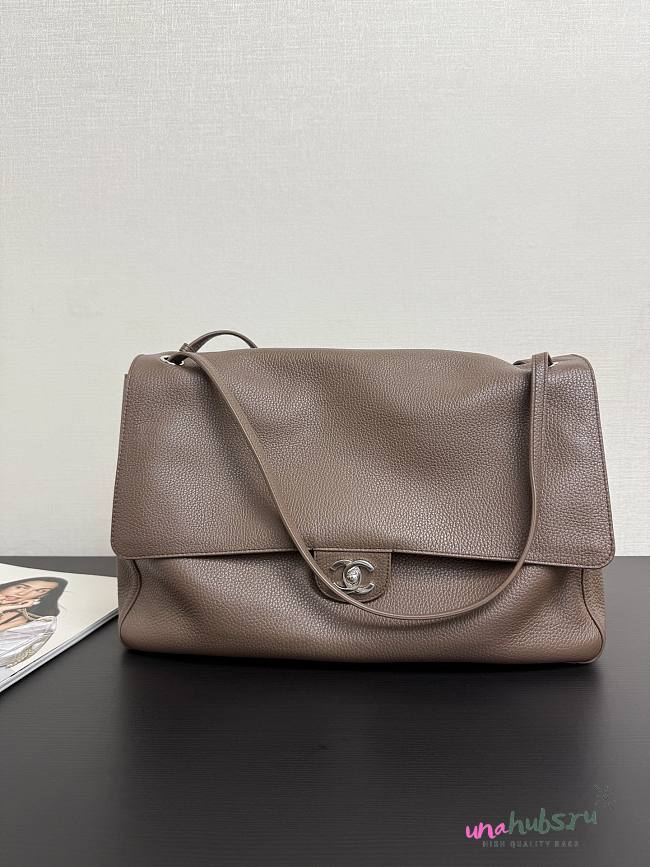 Chanel 26S Flap Bag MAXI silver Light Brown 38.5x26x11cm - 1