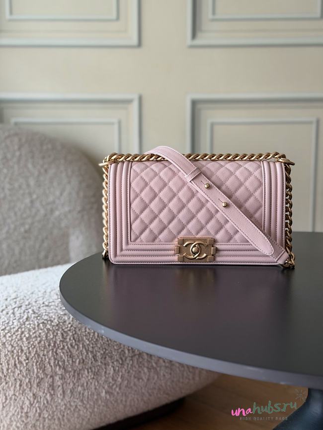 Chanel Boy Bag Pink Caviar Gold 25cm - 1