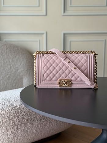 Chanel Boy Bag Pink Caviar Gold 25cm