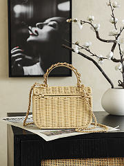 Chanel Mini Flap Bag with Top Handle Rattan Gold 18.5x13x7cm - 2