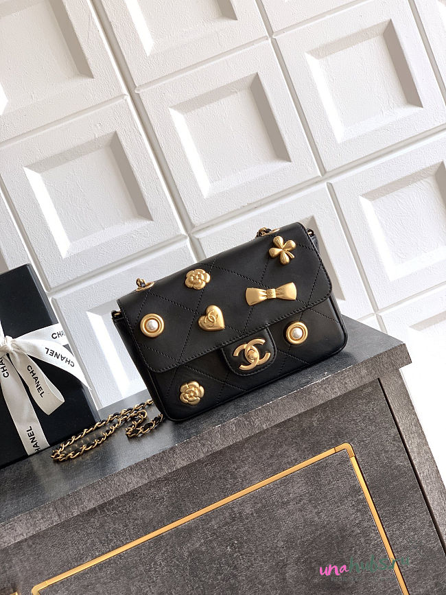 Chanel 25k flap bag black 19x13x6.5cm - 1