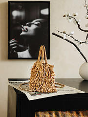Chanel Kelly Raffia fringe Wool Dark beige 19x13x7cm - 2