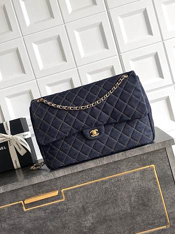 Chanel Maxi Flap Bag Denim gold 38x27x12cm