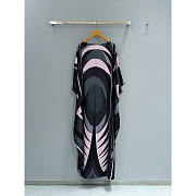 Pucci Iride-Print Silk Twill Maxi Kaftan Dress In Black/Pink - 3
