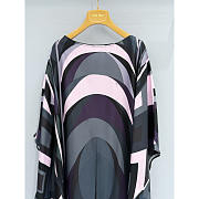 Pucci Iride-Print Silk Twill Maxi Kaftan Dress In Black/Pink - 2