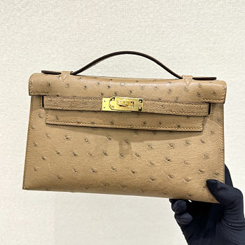 Chanel Kelly Beige Ostrich gold 22x13x7cm