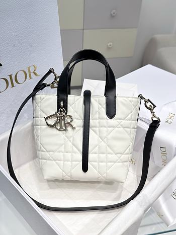 Dior Small Toujours Vertical Tote Bag Latte black 18.5x18.5x12cm