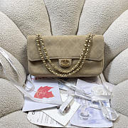 Chanel Flap Bag Beige Suede CC Turnlock Gold 33x23x11cm - 1
