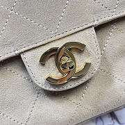 Chanel Flap Bag Beige Suede CC Turnlock Gold 33x23x11cm - 3