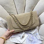 Chanel Flap Bag Beige Suede CC Turnlock Gold 33x23x11cm - 2