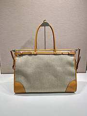 Prada Bonnie linen and leather tote bag 50x36x17cm - 4