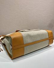Prada Bonnie linen and leather tote bag 50x36x17cm - 2