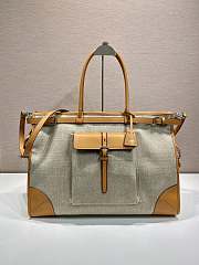 Prada Bonnie linen and leather tote bag 50x36x17cm - 1