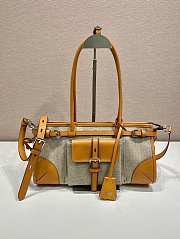 Prada Bonnie medium linen and leather handbag 32x15.5x12cm - 1