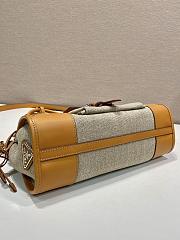 Prada Bonnie medium linen and leather handbag 32x15.5x12cm - 3