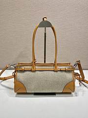 Prada Bonnie medium linen and leather handbag 32x15.5x12cm - 2