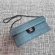 Chanel Denim Chocolate Bar Turn-Lock Silver Chain 26x13x4cm - 4