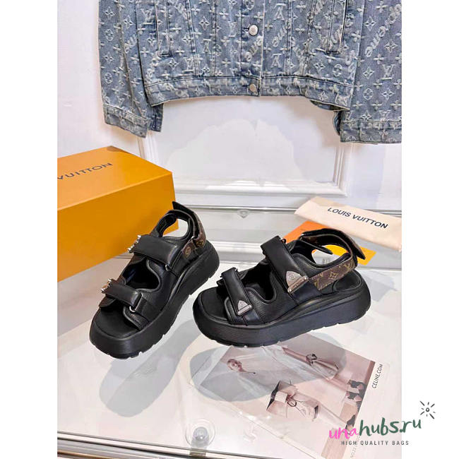 Louis Vuitton Chameleon Comfort Platform Sandal In Black - 1