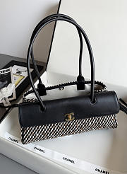 Chanel East West Shopping Tote Black Calfskin Tweed 30.5x15x11.5cm - 3