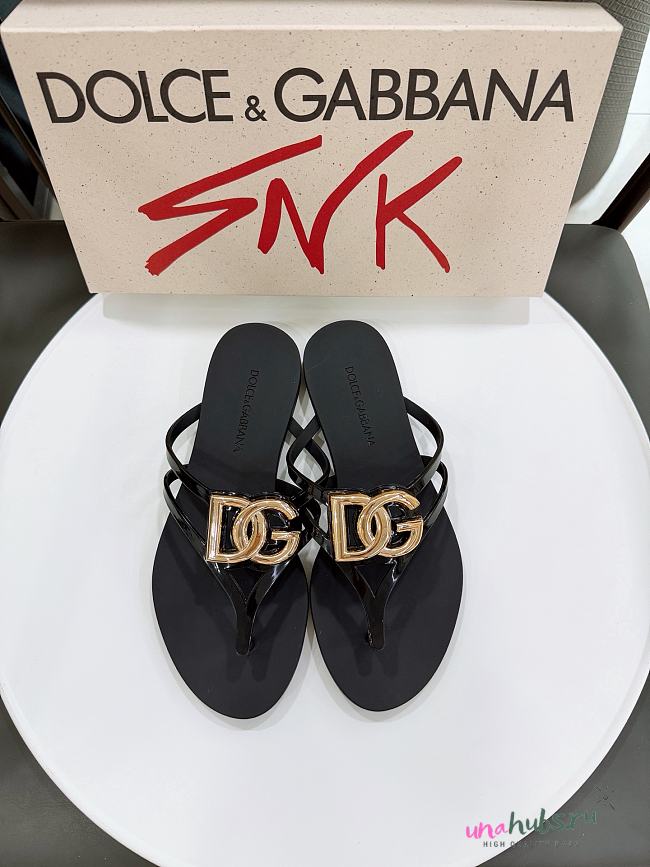 Dolce&Gabbana Rubber beachwear black slides - 1